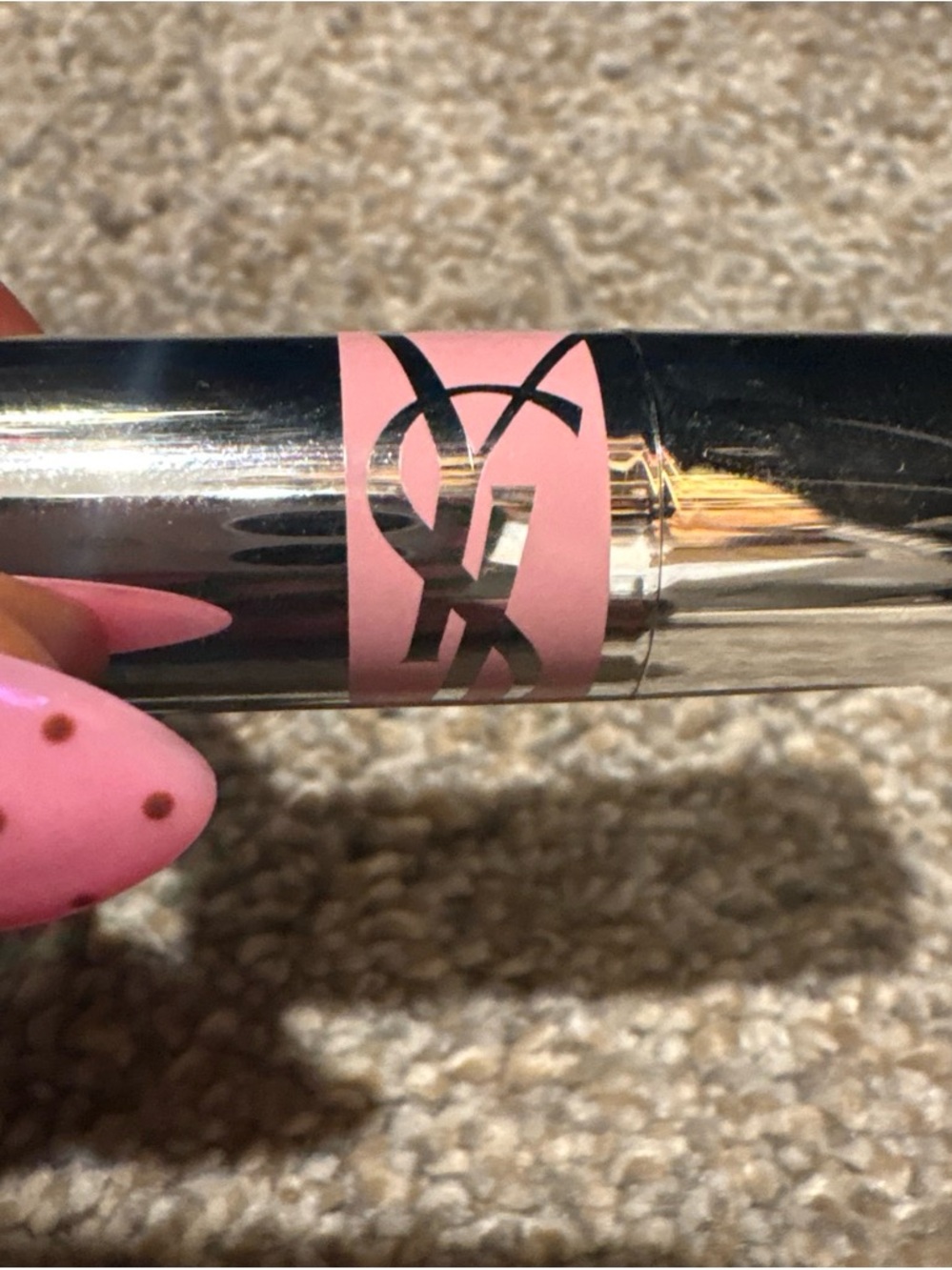 MiniYves Saint Laurent Pink Accent Silver Lipstick Tube